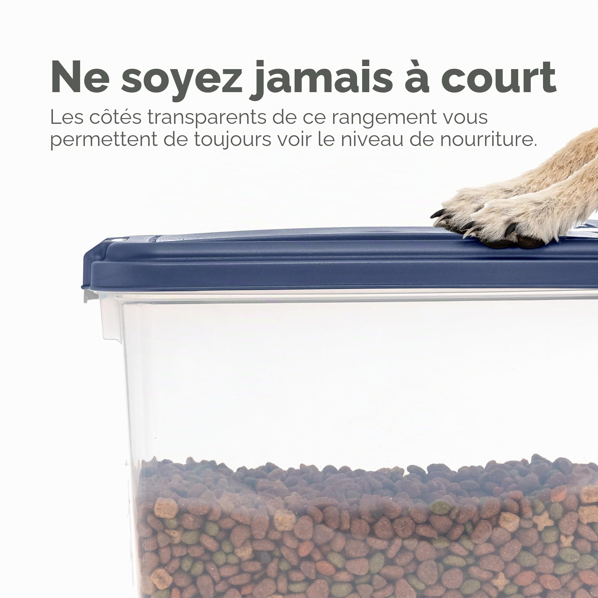 Iris Ohyama, Boîte à Croquette Plastique hermétique pour Animaux avec Roues, Pelle et Couvercle à Rabat, Lot de 2, 35L, MP-8/MP-1, Bleu Gris