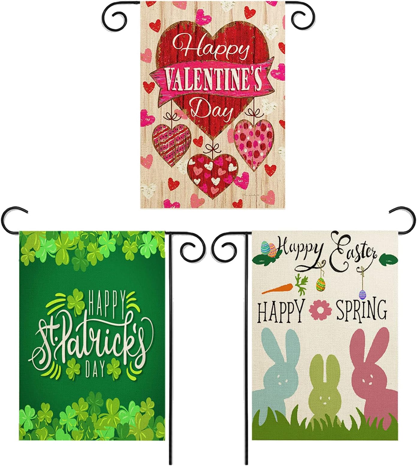 Karenhi 2 Pcs St Patrick's Day Garden Flag Easter Garden