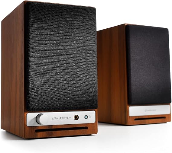 Audioengine A2 HD (HD3) Walnut Computer Speakers and DS1M Metal Stands