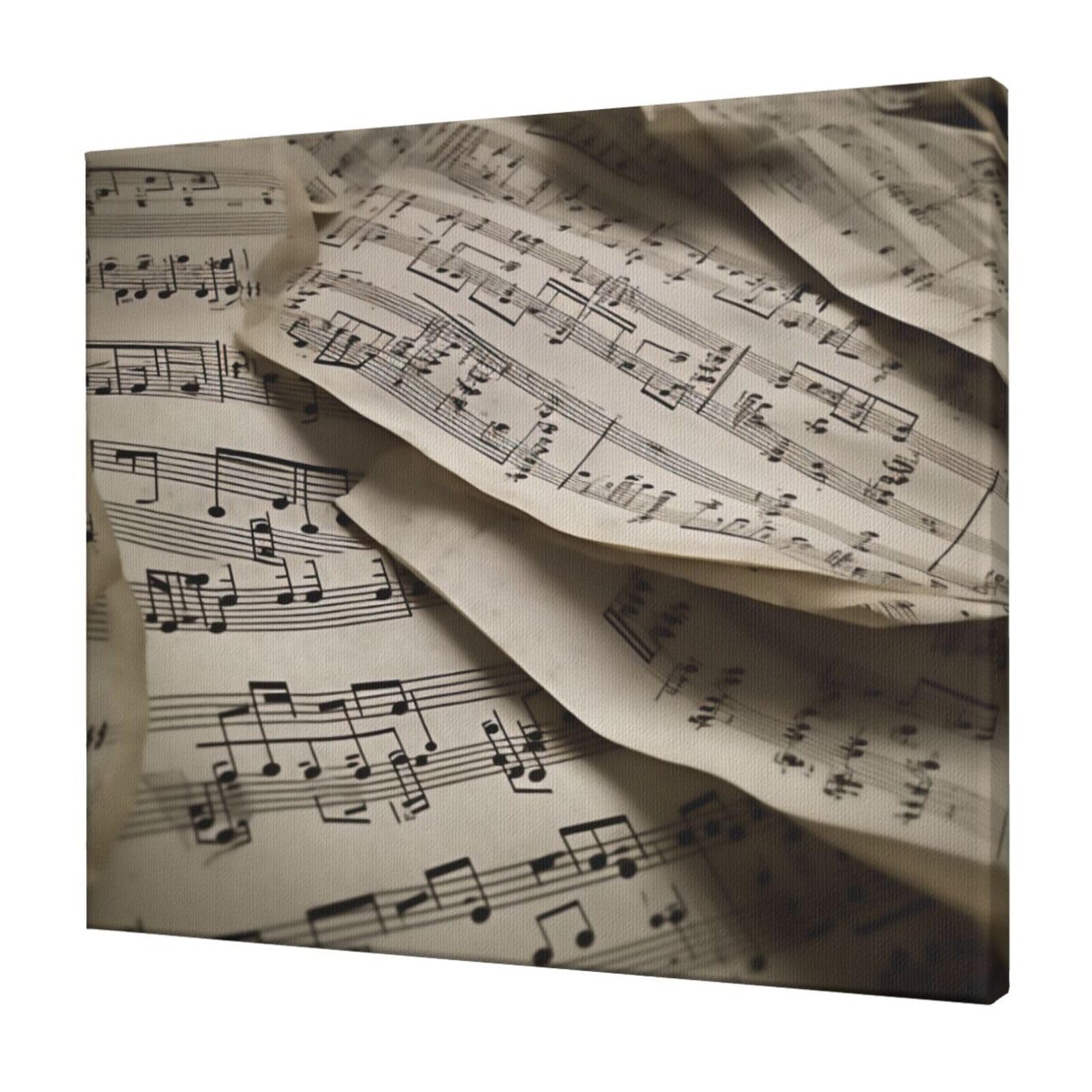 YKLJG Sheet Music Printed Wall Art Canvas Prints 60x50 CM Wooden Framed Picture Painting Artwork for Bedroom Kitchen Home Office Decor