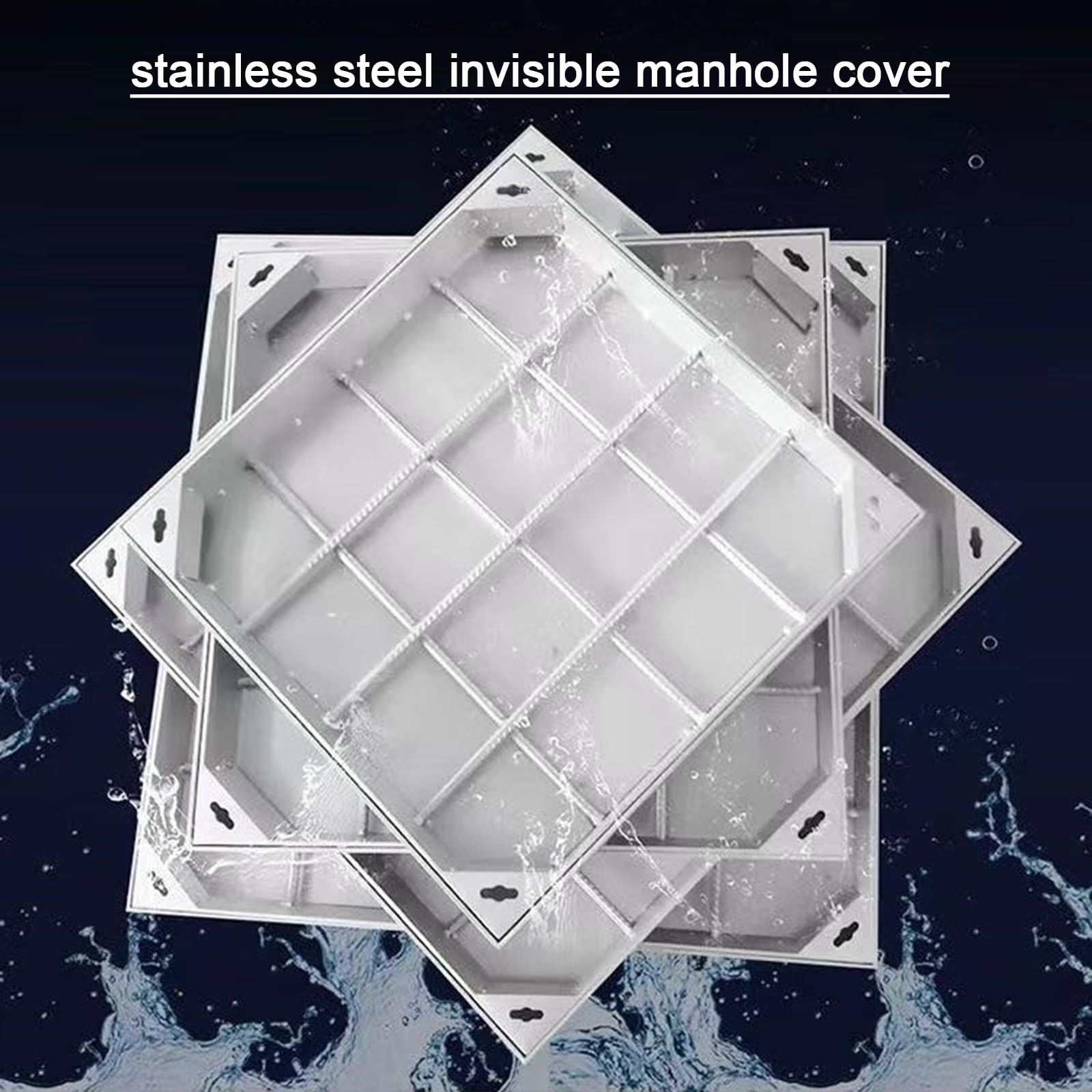 Cubierta invisible de acero inoxidable, tapa de cámara de inspección para tanque séptico, para uso en exteriores y resistente a la intemperie