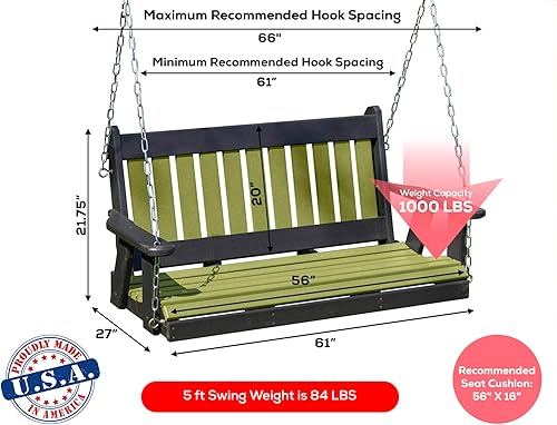 Miniatura 2 de Columpio de polietileno de polietileno de alta densidad de polietileno (PDPE) resistente y duradero, fabricado en Estados Unidos, fabricado en Amish