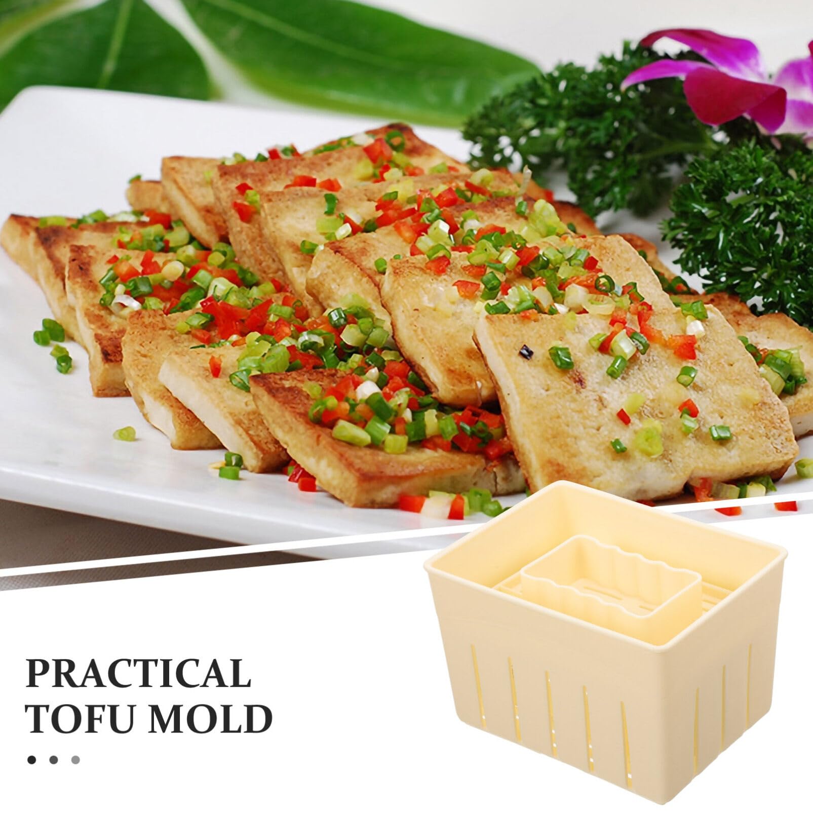 Yardwe Presse à Fromage en Plastique Pratique avec Couvercle Lot de 3 Outil de Pressage Facile à Utiliser pour Préparation Maison de Tofu et Fromage