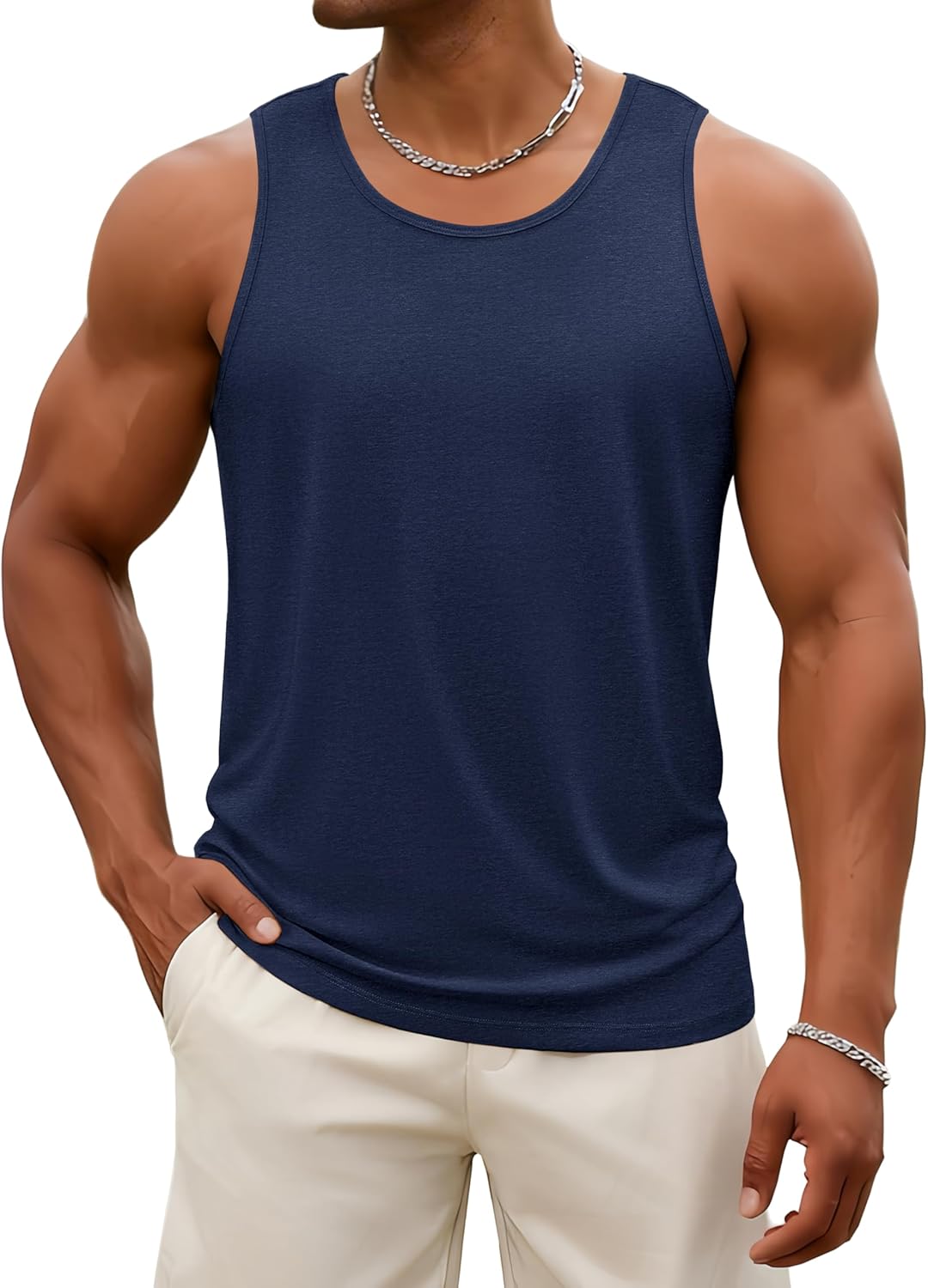 MAGNIVIT Mens Tank Top UPF50+ Summer Sleeveless Muscle Shirts Cotton Blend Casual Tee Cooling Gym Workout Shirts