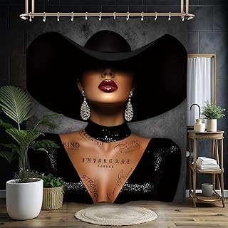 Miyotaa African American Elegant Shower Curtain Set 60Wx71H Inches Lady Inspirational Positive Quotes Motivational Polyester Waterproof Cloth Bathroom Curtain with 12 Hooks