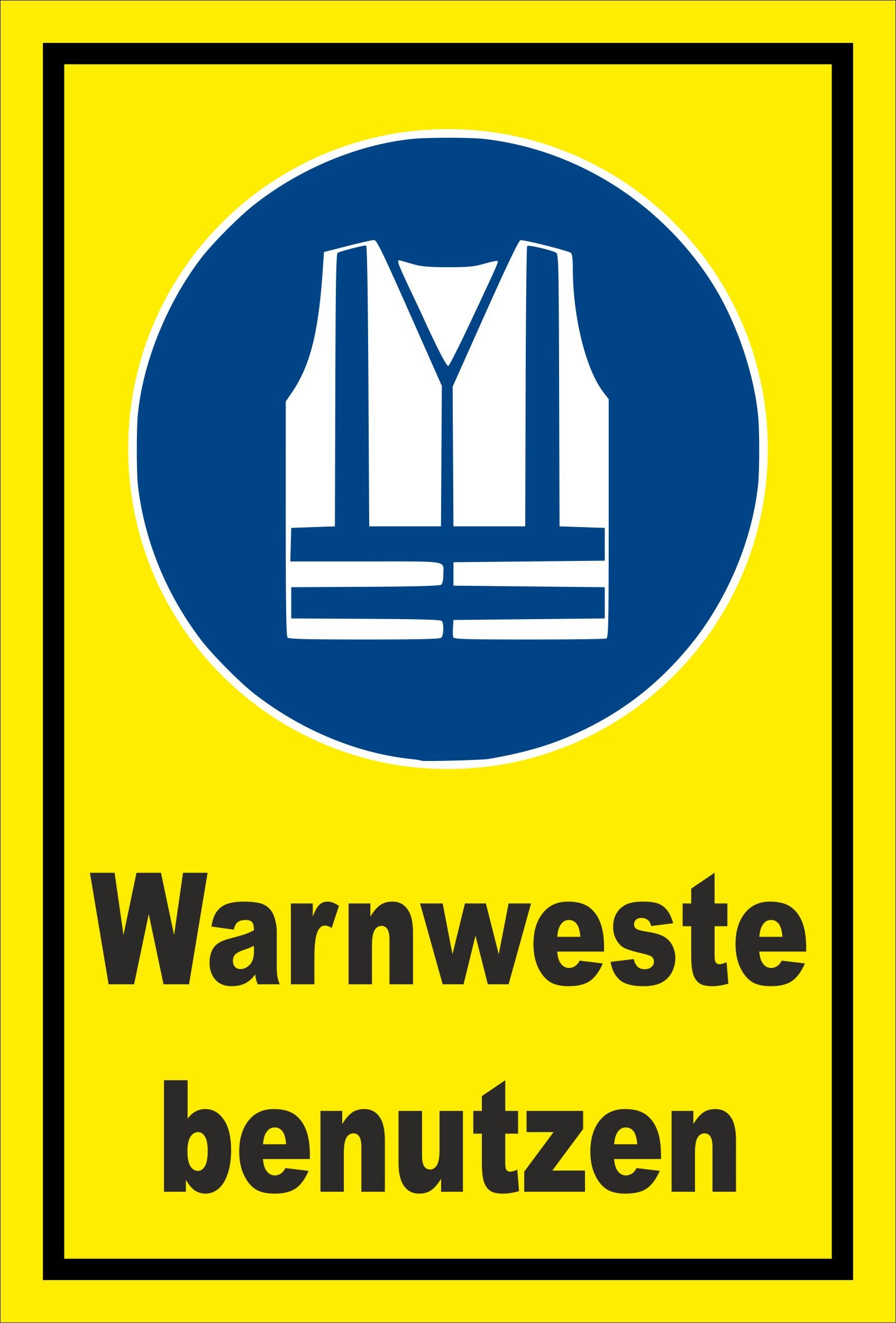 Schild - Gebots-Zeichen - Warn-Weste benutzen - entspr. DIN ISO 7010 / ASR A1.3 – 60x40cm | stabile 3mm Starke Aluminiumverbundplatte – S00361-030-C +++ in 20 Varianten