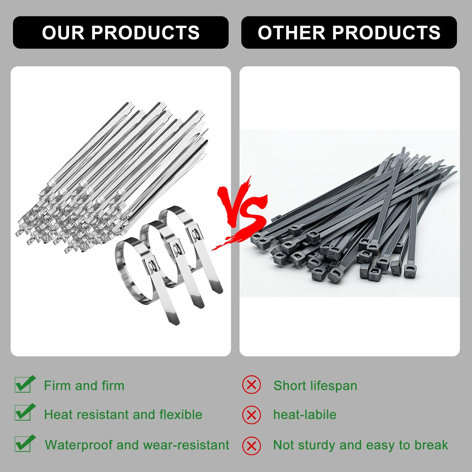 Lot De 50 Serre-câbles Autobloquants En Acier Inoxydable De 30,5 Cm - Résistance à La Chaleur Et à La Traction