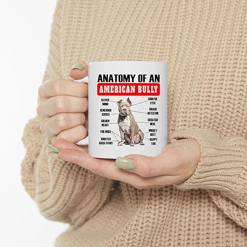 Miniatura 3 de Lovesout Funny Fawn American Bully Anatomy - Taza de café de cerámica blanca de 11 onzas