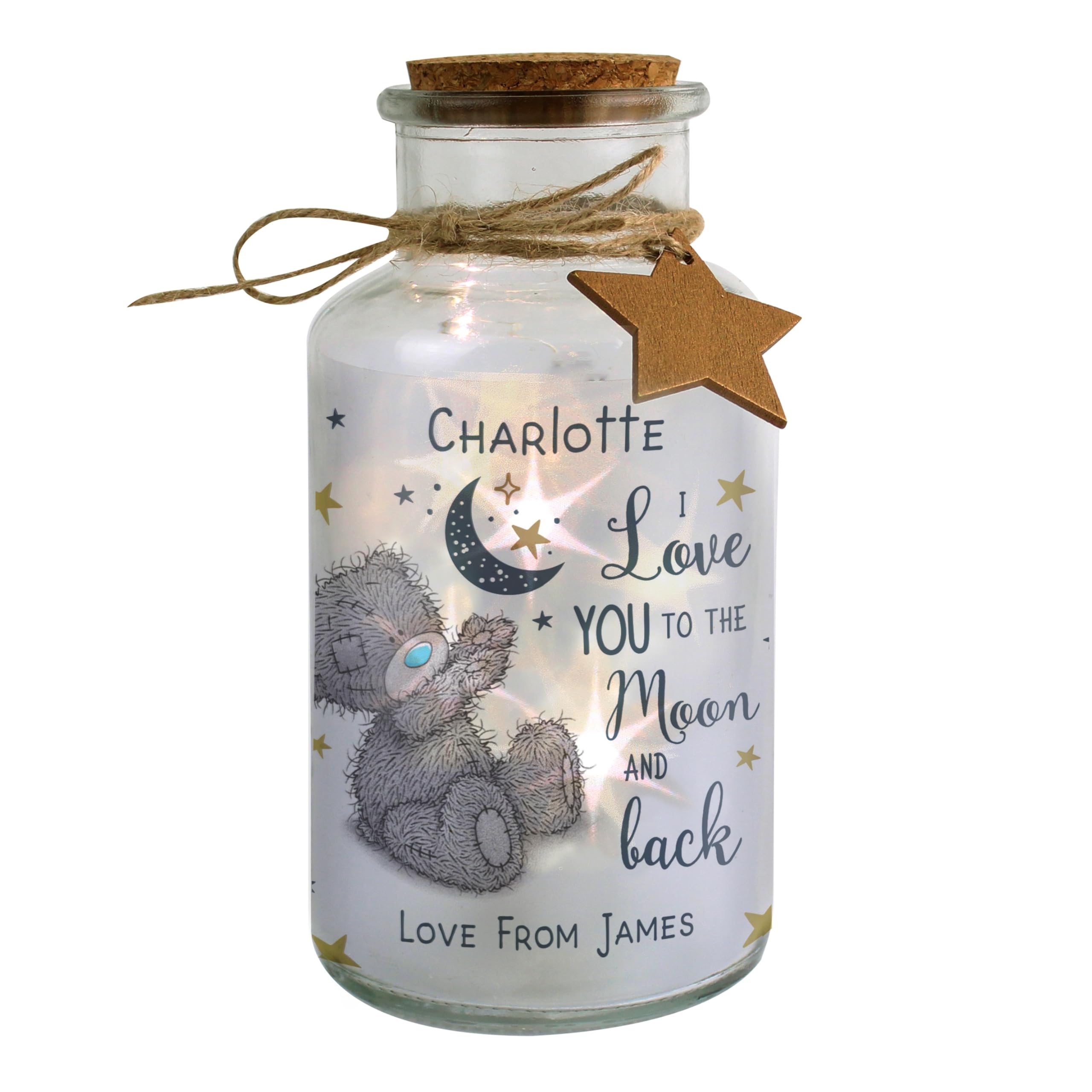 Personalised Me to You Love you to the Moon & Back LED Glass Jar
