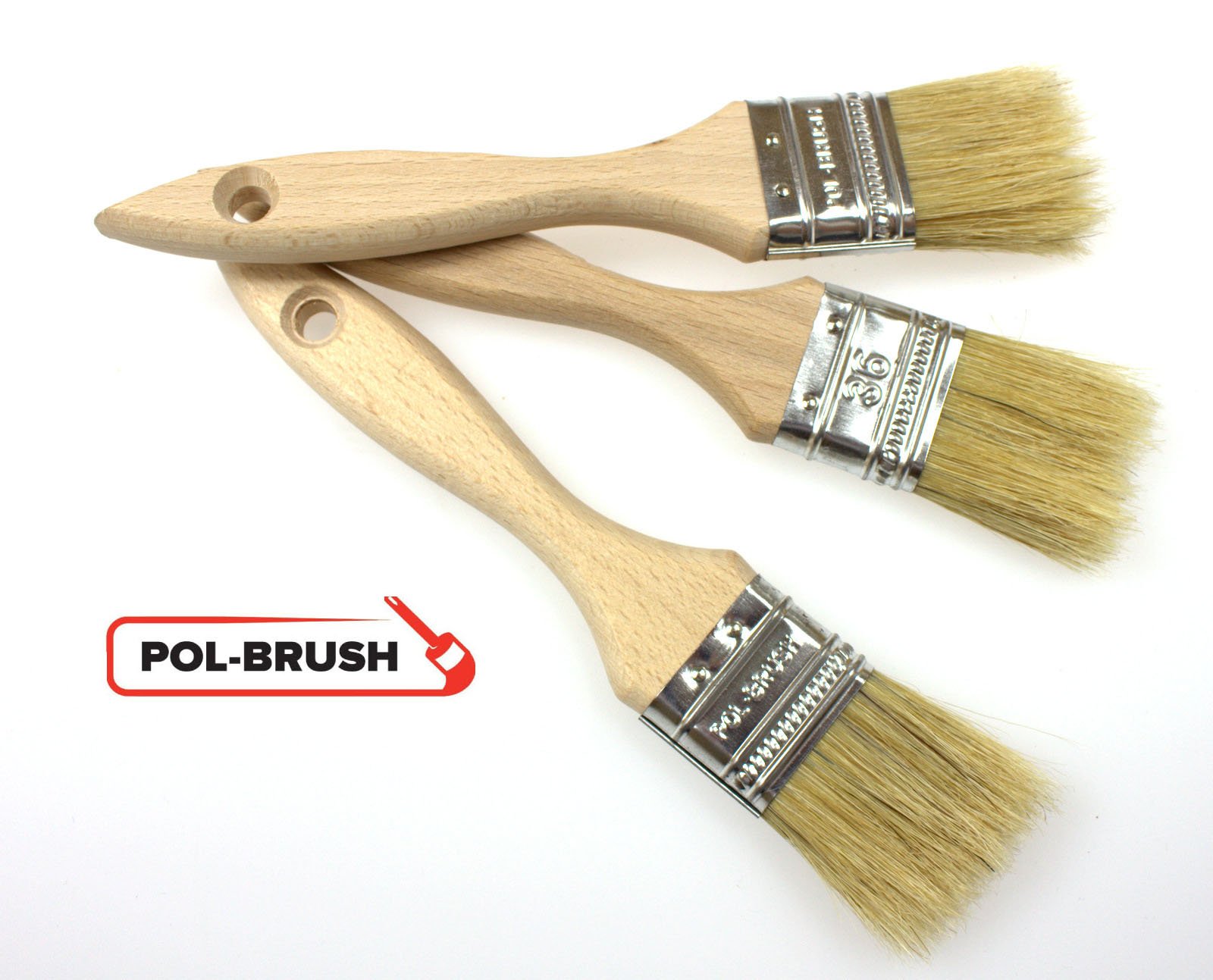 Flachpinsel Lackierpinsel Malerpinsel 3-er Set mit Holzgriff Größe: 36 mm/14 mm