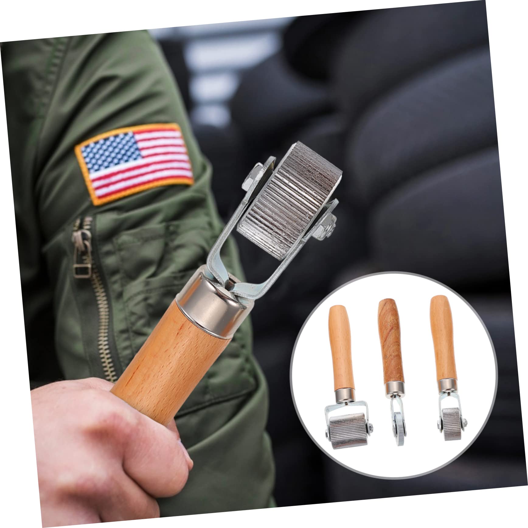 MAGICLULU Kit de Reparación de Neumáticos 3 Rodillos de Madera y Acero para Coche Portátil Buen Sellado para Reparación Eficaz de Pinchazos