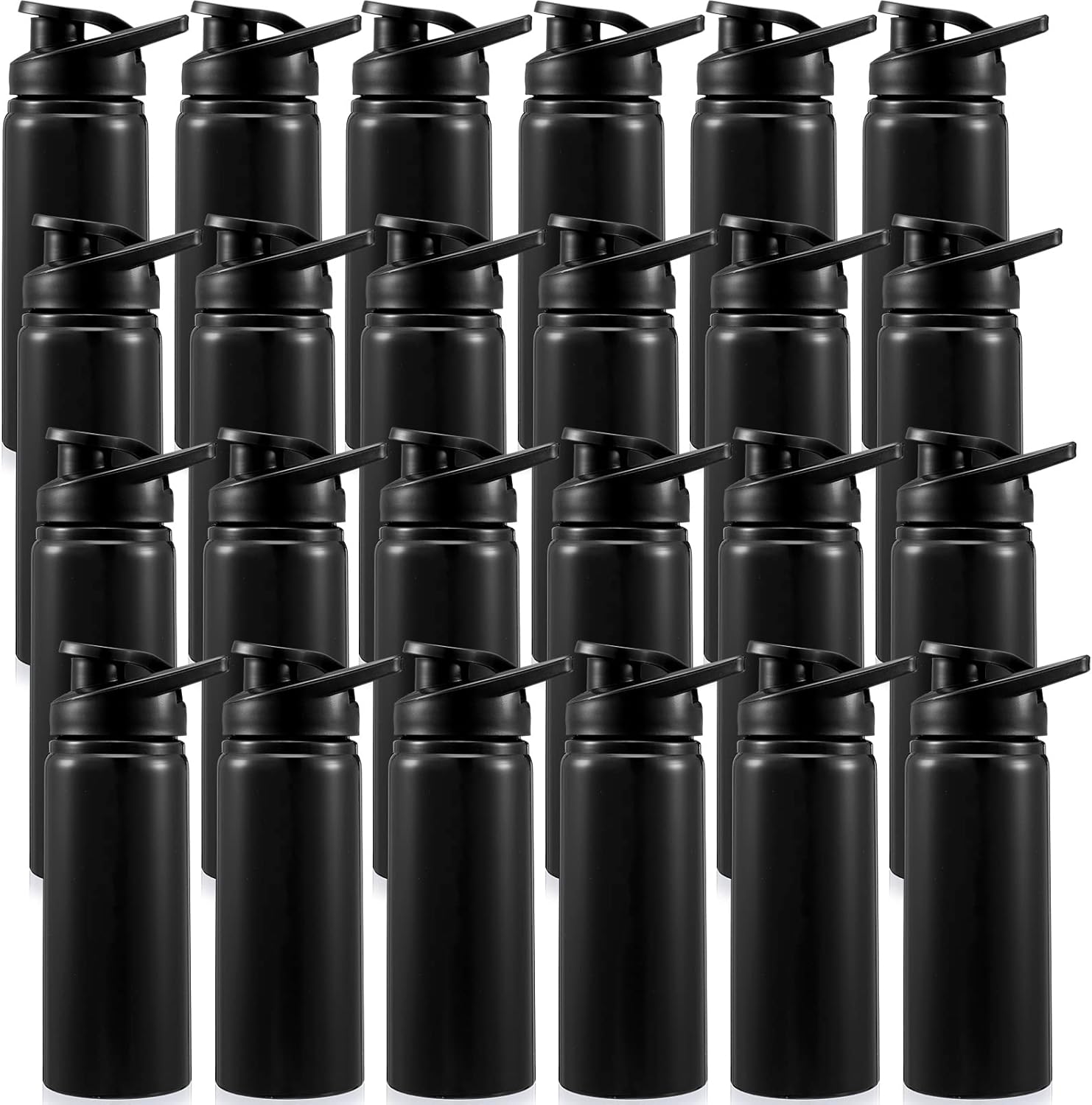 Foaincore 24 Pcs Water Bottles Bulk Aluminum 17 oz Metal Sports Gym Hiking Reusable Bottles Gift for Kids Christian Charity Donation Supplies Samaritan's Purse Operation Christmas Black