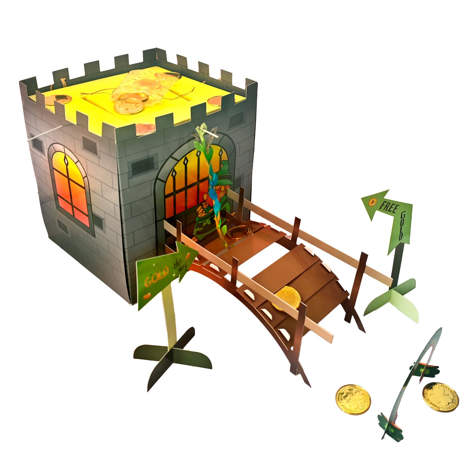 JJI St Patrick's Day Leprechaun Trap Kit St. Patricks Day Decorations Leprechaun Trap Crafts Kit for Kids St Patricks Day Party Supplies (CastleTrap)