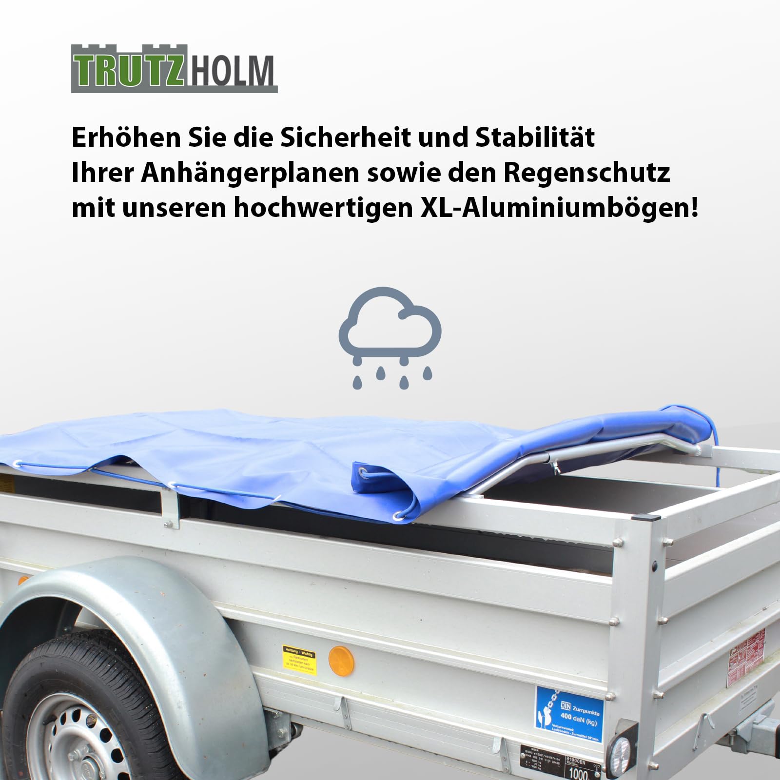 TRUTZHOLM 4X Anhänger Flachplanenbügel 130-210 cm verstellbar mit Flügelschraube Planenstütze Alu-Bügel für Anhängerplane Flachplanenstütze