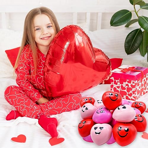 Miniatura 6 de 18 bolas de estrés con forma de corazón, para el día de San Valentín, sonrisa, cara, alivio del estrés, mini bolas de espuma en forma de corazón