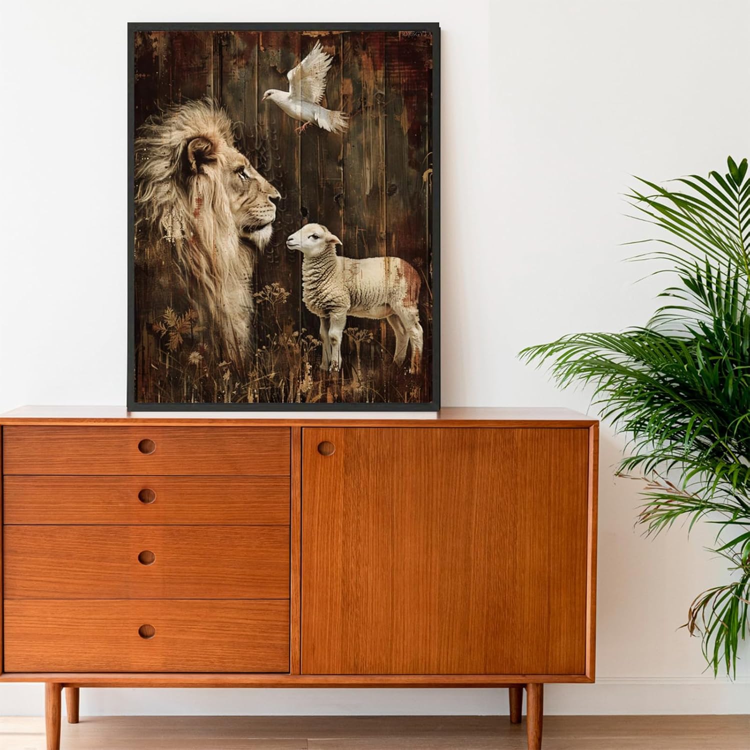 OKSGYTA Lion Lamb Paint by Numbers Kit for Adults, Vintage Animal Paint by Number on Canvas, Digital Oil Painting Kits Suitable for Home Wall Decoration Gift 20"x16"