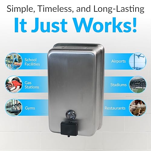 Miniatura 8 de Bobrick 2111 ClassicSeries despachador para jabón para montura sobre superficies 40 onzas acero inoxidable