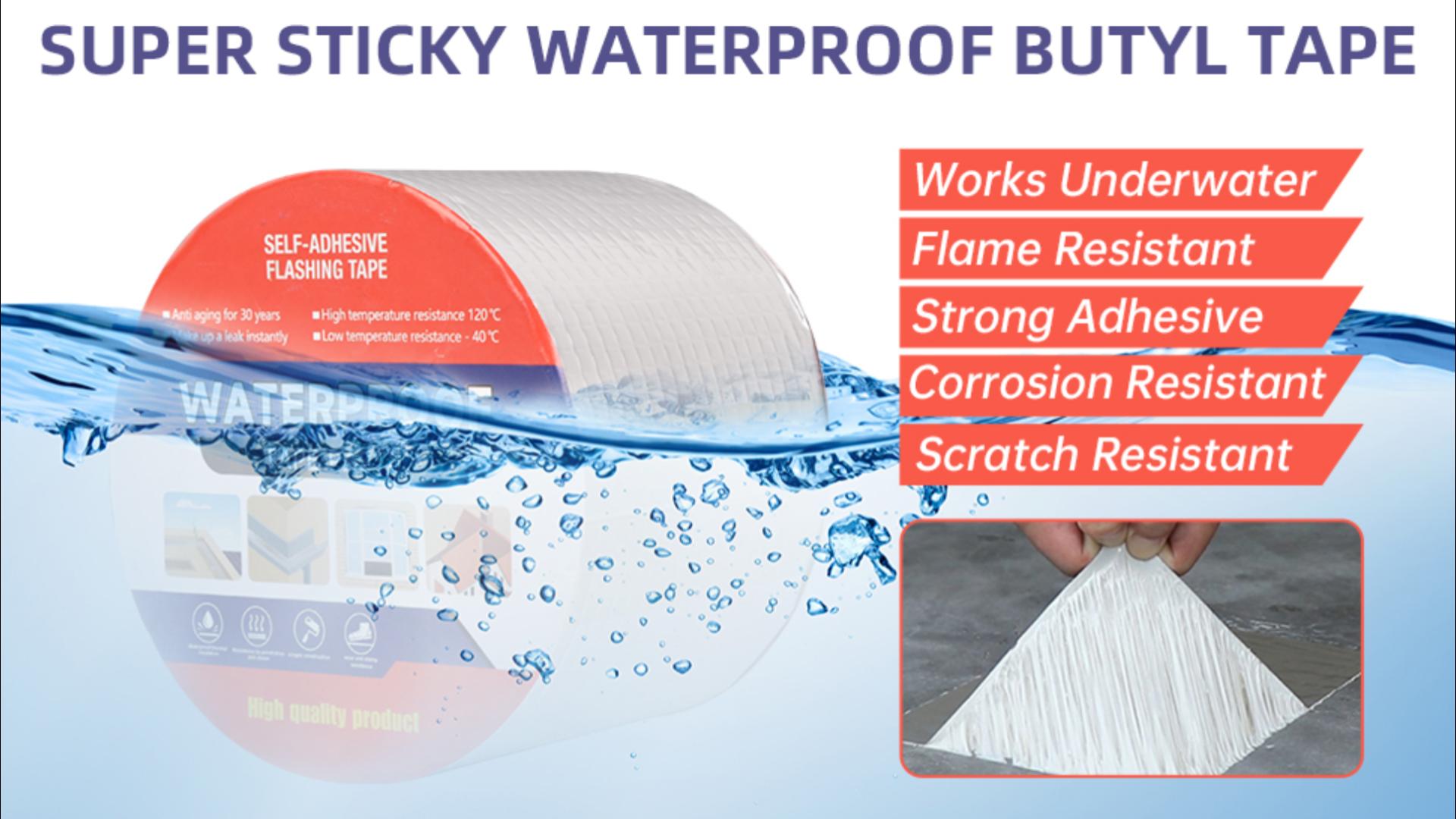 Image of Butyl Tape 8in x 32.8ft Aluminum Waterproof Tape for Leaks Tape for RV Repair, HVAC Ducts Leak Fix, Boat and Pipe Sealing, Roof Crack Patching, Awning and Window Sealing
