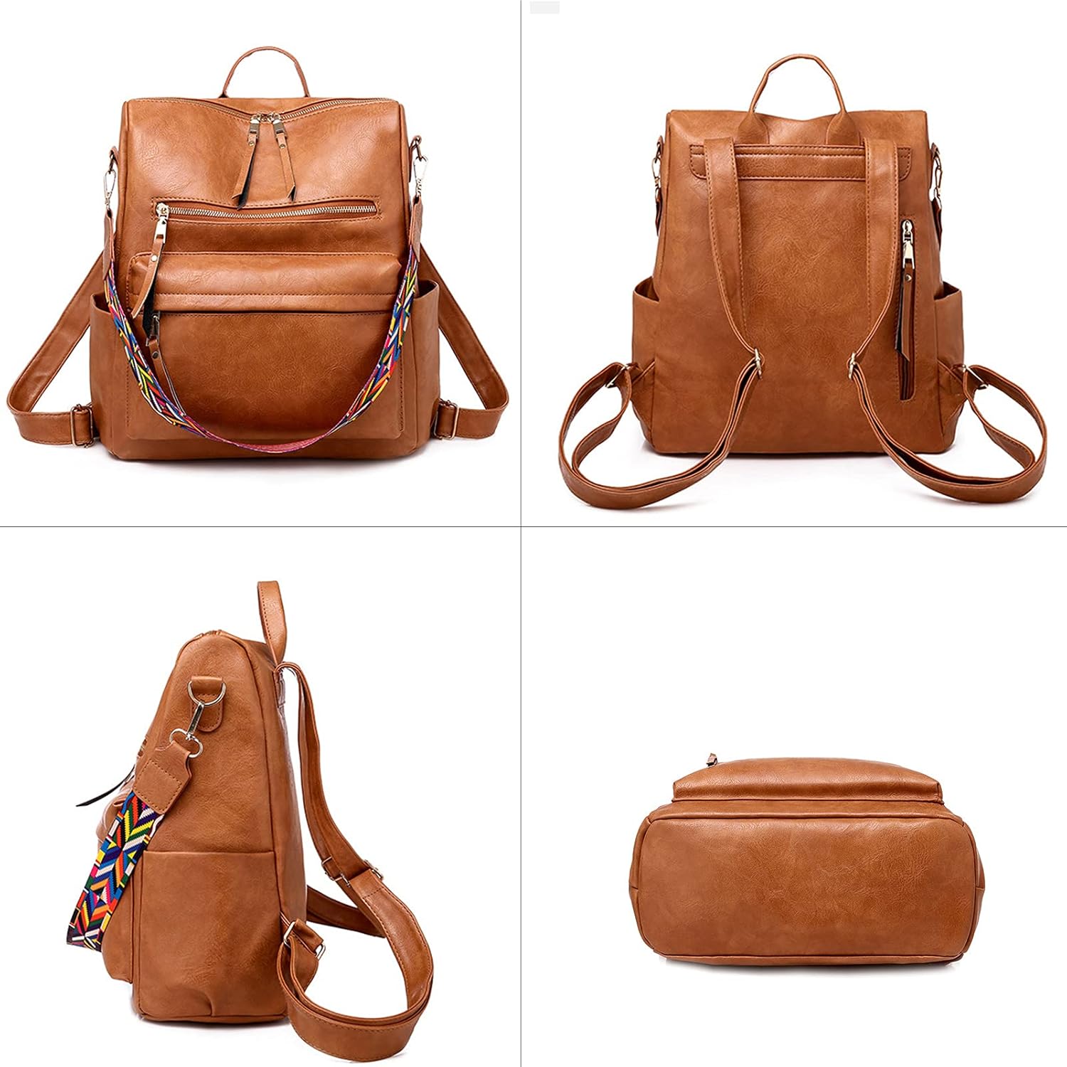 Women Backpack Purse Vintage Rucksack Convertible Shoulder Bag Travel Daypack (Brown) : Clothing, Shoes & Jewelry