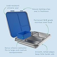 Vista 6 de Bentgo Lonchera de acero inoxidable resistente a fugas para niños, 3 compartimentos con recipiente de silicona adicional, duradera, ecológica, apta