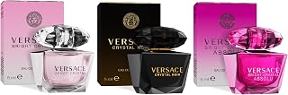Versace Women's Mini Perfume Set of 3: Bright Crystal, Crystal Noir, Bright Crystal Absolu - 0.17oz Luxury Fragrance Sampler Gift