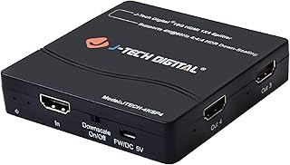 HDMI Splitter 4K 60Hz 1X4 Multi-Resolution Output (MRO) by J-Tech Digital HDMI 2.0 Splitter Supports downscale HDR HDR10 / Dolby Vision 4K@60Hz 4:4:4 HDCP2.3 2.2 (JTECH-4KSP4)