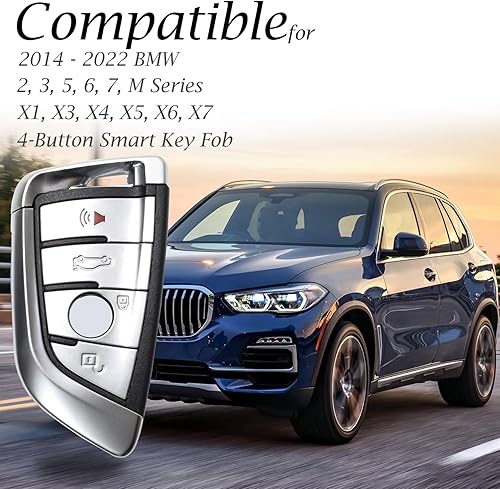 Miniatura 5 de Vitodeco Funda de cuero Smar para llavero compatible con BMW 2, 3, 5, 6, 7 M Series, X1, X3, X4, X5, X6, X7 2014-2022