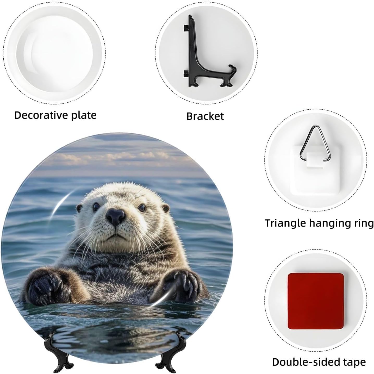 Decorative Plate Art Crafts Bone China Decorative Plate with Display Rack Souvenir Wall Decor Ceramic Ornaments Dinner Plates Ceramic Decoratives Plates for Home Office 10in