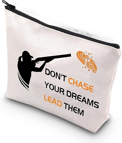 TSOTMO Regalo inspirador de disparos para tiro, no persigas tus sueños, guíalos, pídelos con cremallera, bolsa de maquillaje, Beige, Chase Dreams