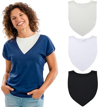 3 Pcs Fake Collars for Women Panels Crew Collar | Fake Collars for Women, Detachable Neckline Cleavage Cover, Panels Crew Collar for Women Under Blouses Favors