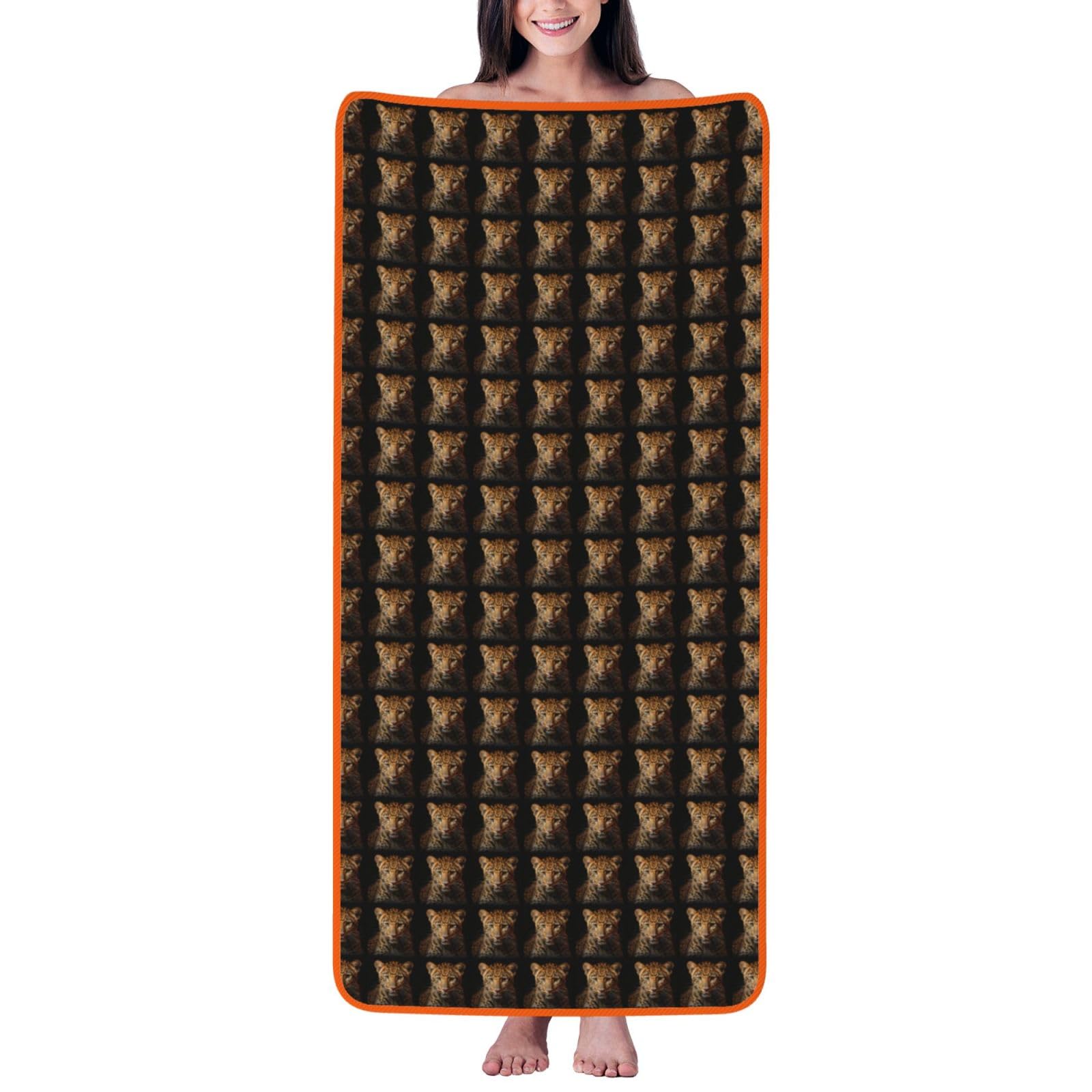 Toalla de baño de leopardo en terciopelo coral: confort ideal para tus viajes y playa
