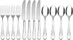Oneida Icarus Collection Flatware quotidienne, Set plat en acier inoxydable, Satin, 45-Piece, Service pour 8
