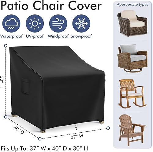 Miniatura 2 de Fundas impermeables para muebles de patio para sillas, fundas para sillas de césped al aire libre, paquete de 2, fundas para sillas de patio para