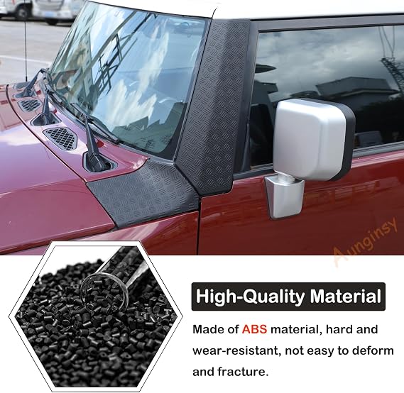 Car Cowl Body Armor Outer Cowl Cover Side Corner Guards Fit Toyot@a FJ Cruiser 2007-2021 Front A-Pillar Side Armored Corner Shield Guards Cowl A-Pillar Side Wrap Angle Guard Cover Trim ABS Accessories