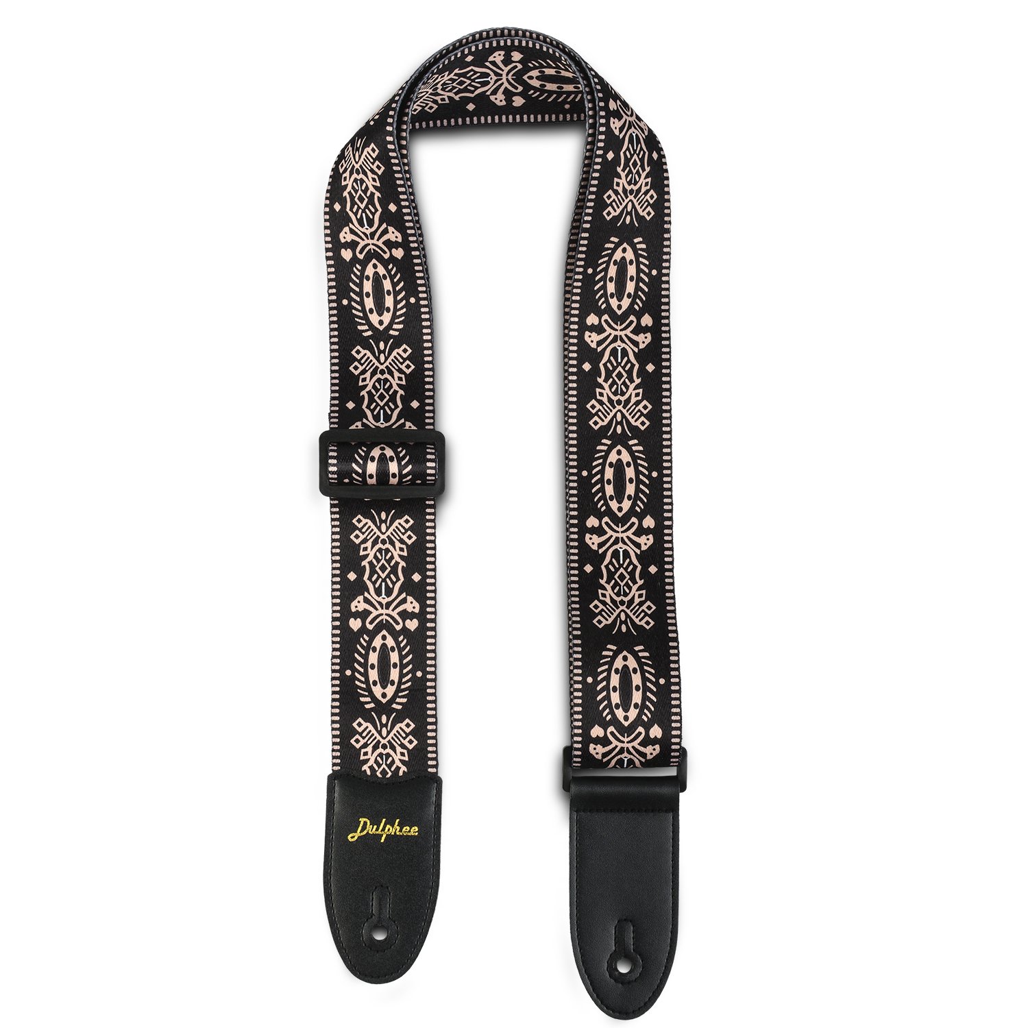 DulpheeGuitar Strap Vintage Printed Adjustable Polyester Shoulder Strap - Suitable for Bass, Electric & Acoustic Guitars