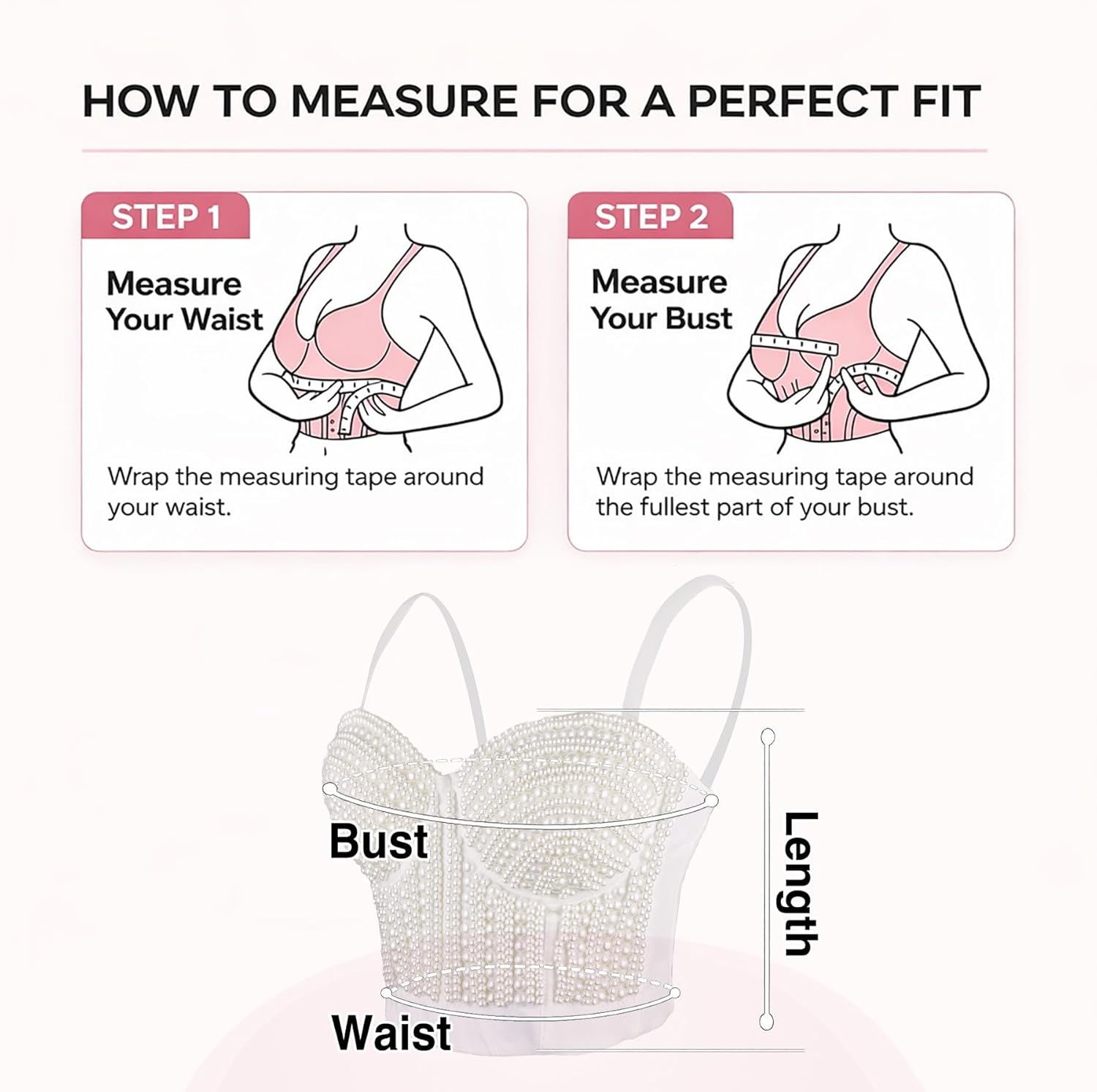 ELLACCI Woment's Pearls Beaded Bustier Crop Top Club Party Sexy Corset Top Bra White - Image 6