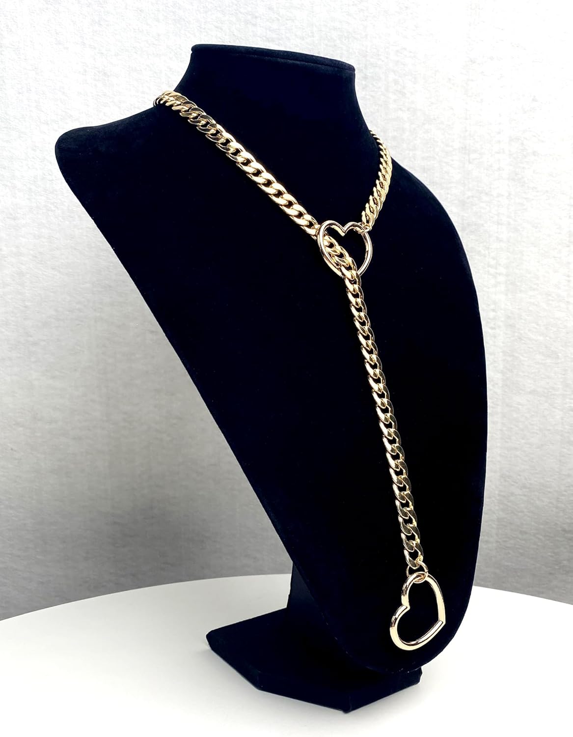 Slip Chain Necklace For Women, Black Heart O-Ring, Cuban Long Necklace Jewelry, Lariat Y-Necklace - Image 4