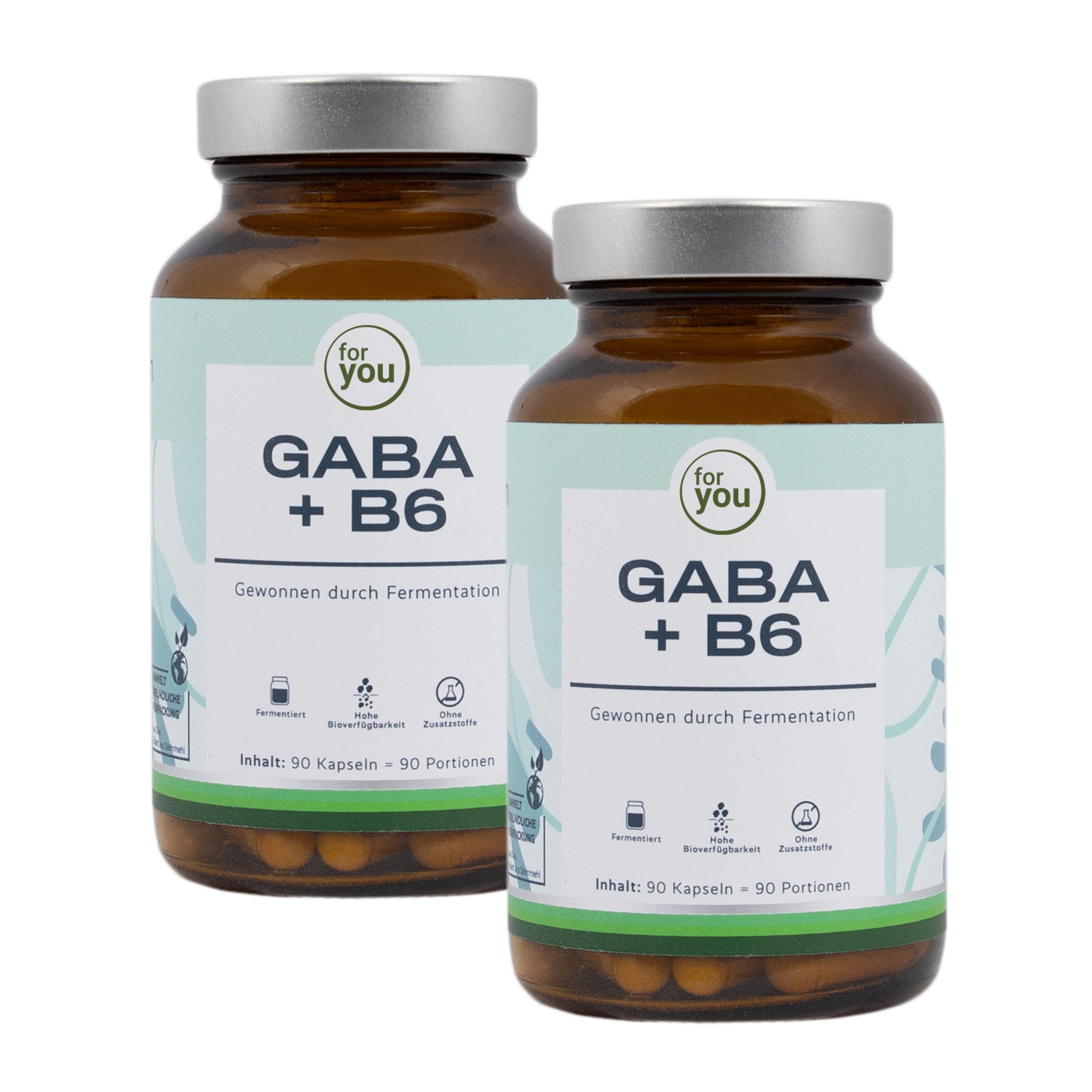 for you GABA + B6 180 Kapseln - Hochdosiertes Gaba aus Fermentation mit dem Lactobacillus hilgardii & bioaktivem Vitamin B6-500mg Gamma-Aminobuttersäure pro Kapsel & bioaktivem Vitamin B6