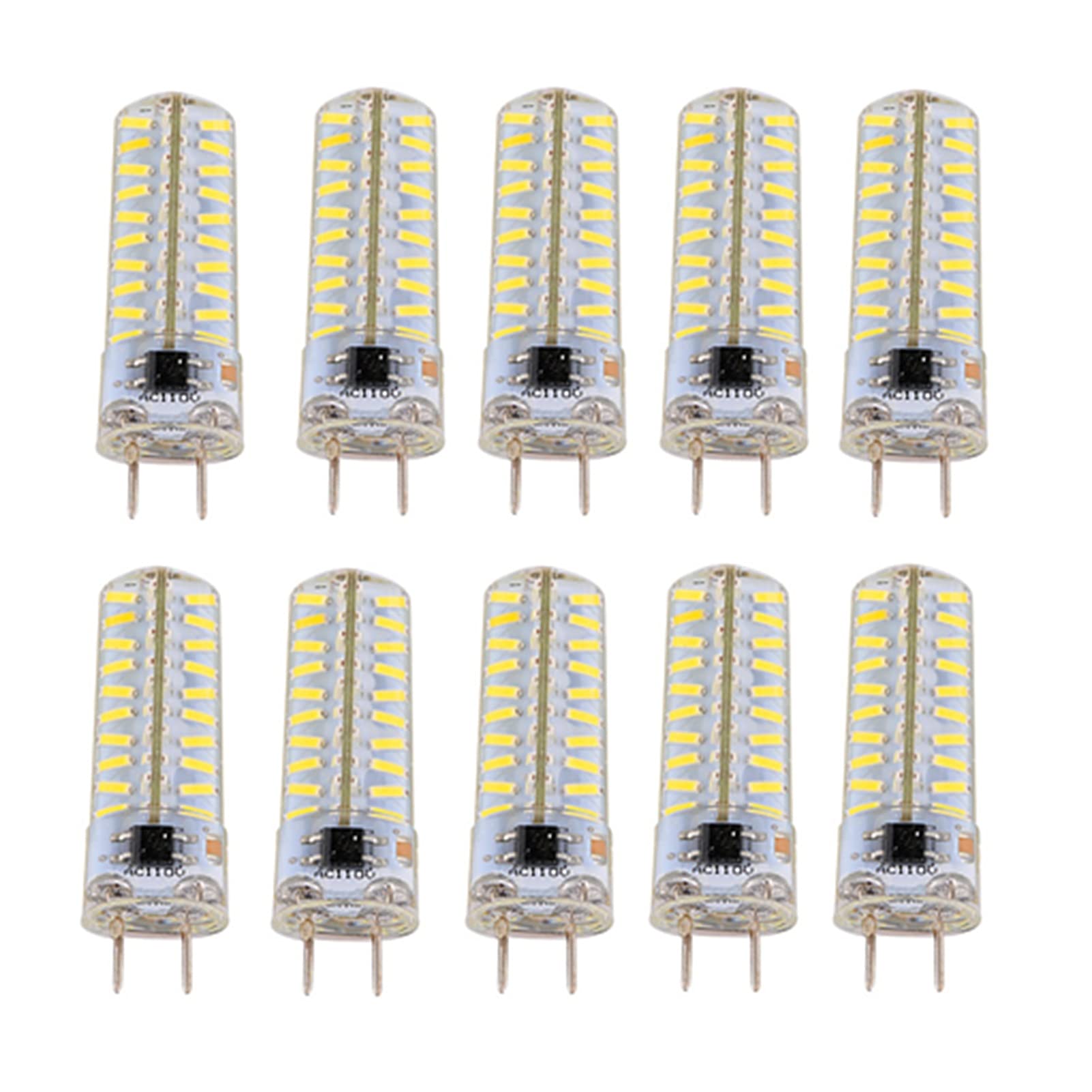 WELSUN G4 LED Bulbs, Dimmable, 5W 72 3014SMD LED, 450lm, 50W Halogen Bulbs Equivalent, 360 Degree Beam Angle, Silicone Corn Bulb, Pack Of 10 (Color : Warm white)