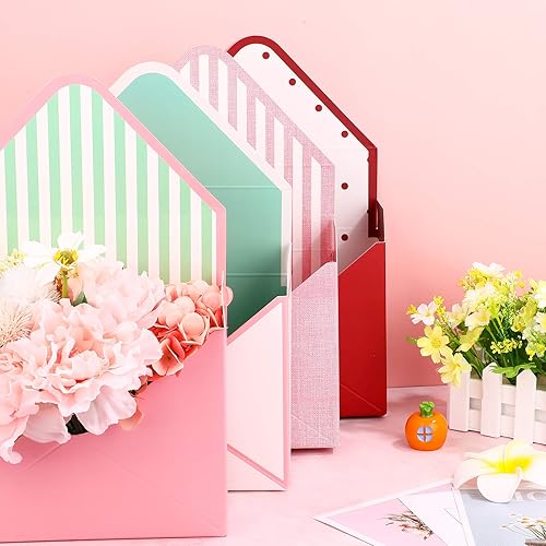 Miniatura 3 de Zonon Caja de embalaje de ramo de floristería de 4 piezas, suministros de envoltura de flores, cajas de embalaje de papel para almacenar flores,