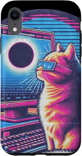 Miniatura 8 de iPhone 14 Pro Max Cat Solar Eclipse - Synthwave Retro Poster Style Case