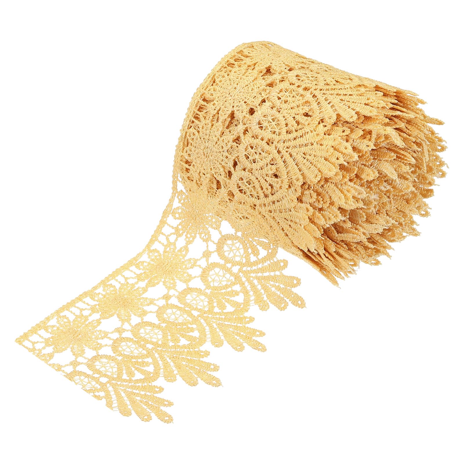 sourcing map 3 Inch Wide 10 Yard Lace Ribbon Floral Pattern Khaki Embroidered Lace Trim Ribbon for Sewing Making, and DIY Crafts, Gift Wrapping, Wedding Decor — image 1