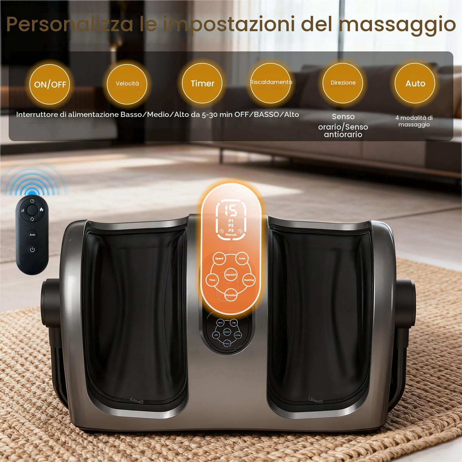 TISSCARE Shiatsu - Massaggiatore per piedi e gambe, massaggiatore per piedi e gambe con funzione termica, massaggiatore elettrico per piedi per fascite plantare e sollievo dal dolore, regalo per uomo
