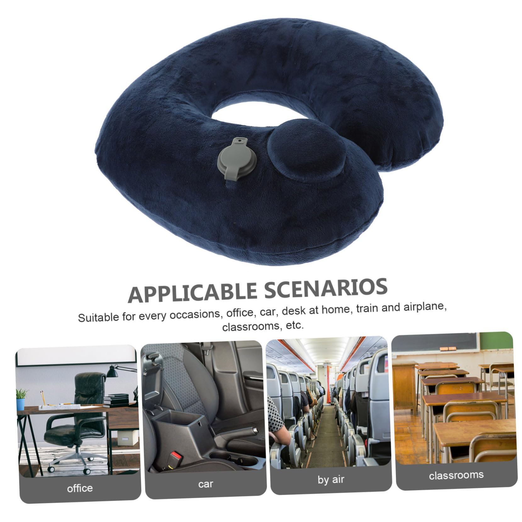 TOPBATHY Almohada Inflable Cuello De Viaje Forma Soporte Cervical para Aviones Autobuses y Trenes Almohada Flocada y Cómoda