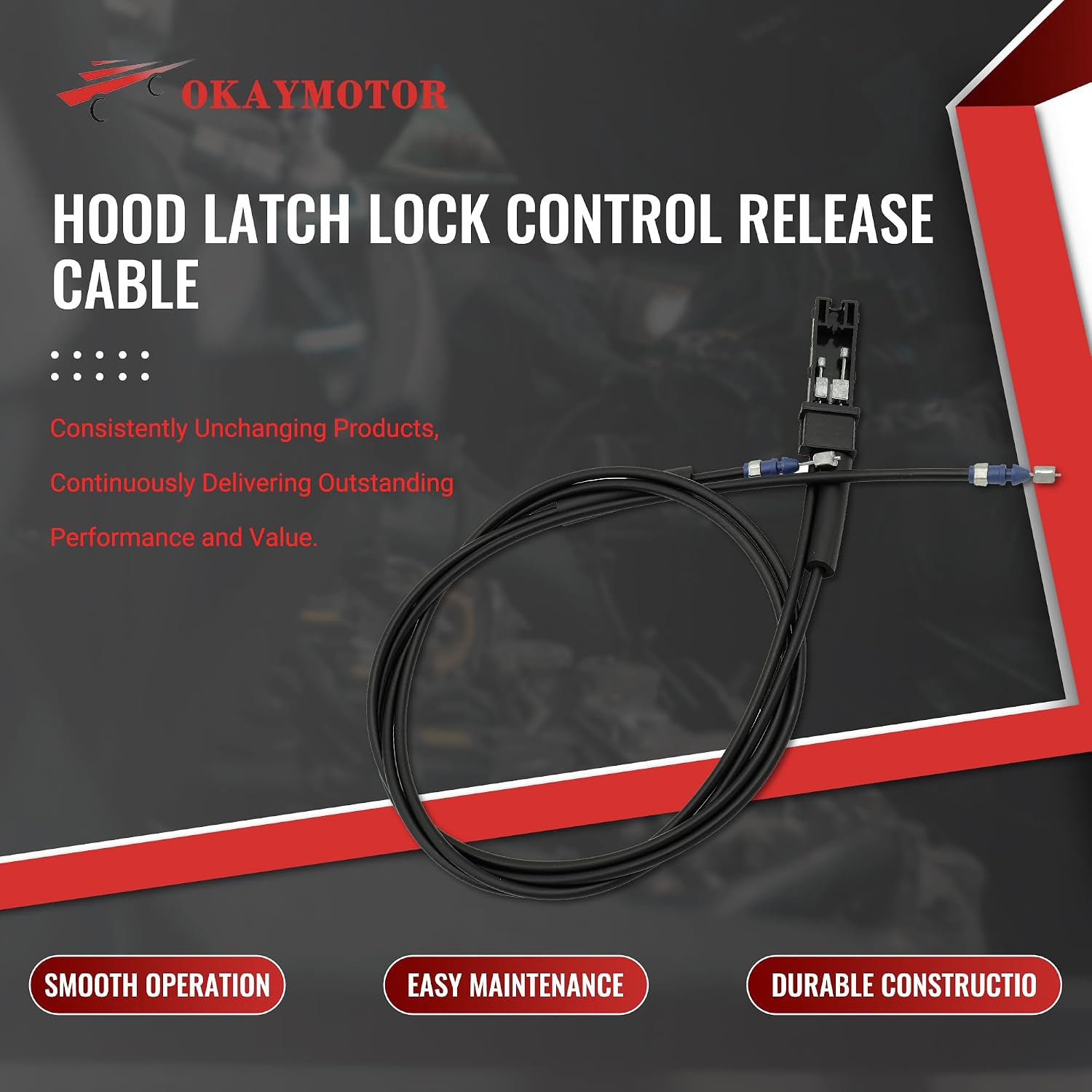OKAY MOTOR 65620-4GA0A Hood Latch Lock Control Release Cable for 2014-2020 Infiniti Q50 2017-2020 Infiniti Q60 2.0L 3.0L 3.5L 3.7L 656204GA0A