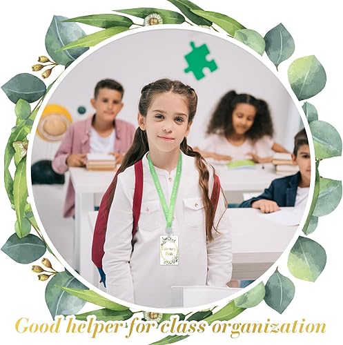 Miniatura 6 de Juego de 8 cordones de PVC irrompibles de eucalipto para pasillos y pases escolares, suministros escolares, suministros para profesores, para aula,