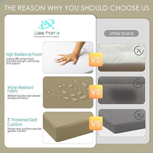 Miniatura 3 de idee-home Juego de 4 cojines para sillas de exterior, cojines impermeables para muebles de patio con lazos, cojines gruesos para sillas de comedor,