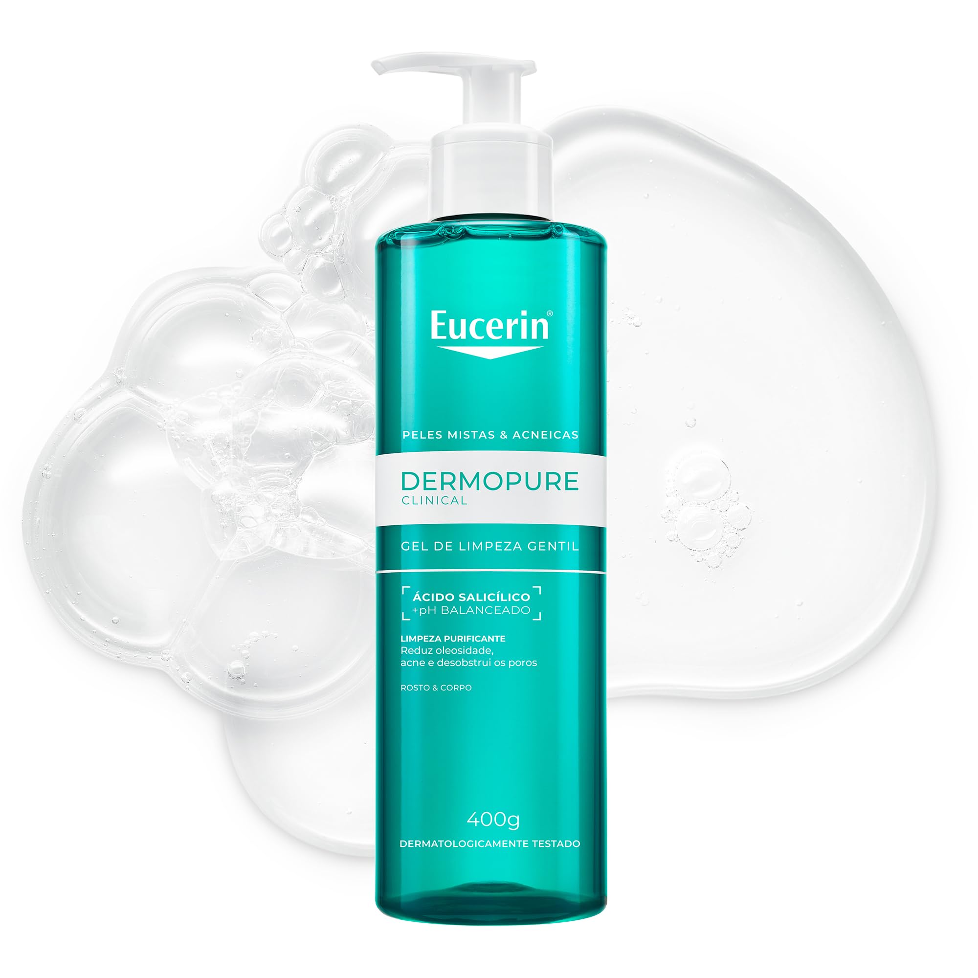 EUCERIN Gel de Limpeza Facial AntiAcne Dermo Pure Gentil 400ml, Pele Mista e Oleosa,