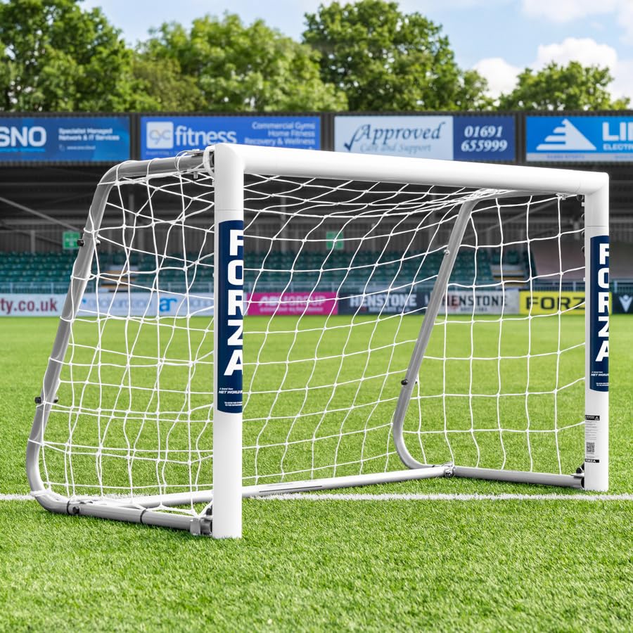 FORZA Alu60 Pro - Porta da calcio pieghevole [1,2 x 0,8 m], telaio resistente alle intemperie e rete in HDPE, design a sgancio rapido, per interni ed esterni