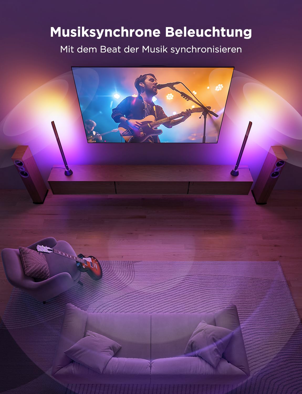 Govee LED Lightbar, 31 Zoll RGBIC TV Lichtleiste, TV Backlight for 70-85 Inches Fernseher, Light Bar für Dekoration, Funktioniert mit Alexa und Google Assistant, 2 Packung
